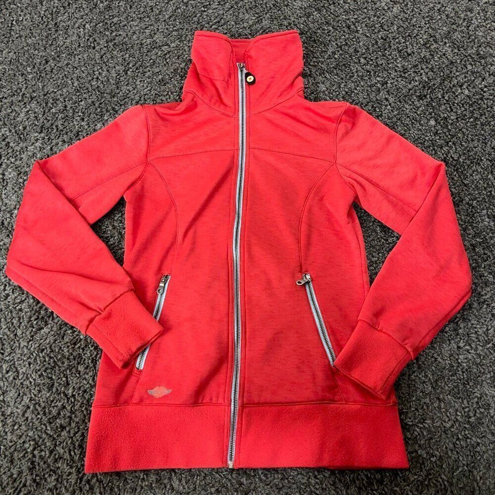 Sims Snowboarding Full Zip Jacket Womens Medium Fleece Lined Red Sweatshirt